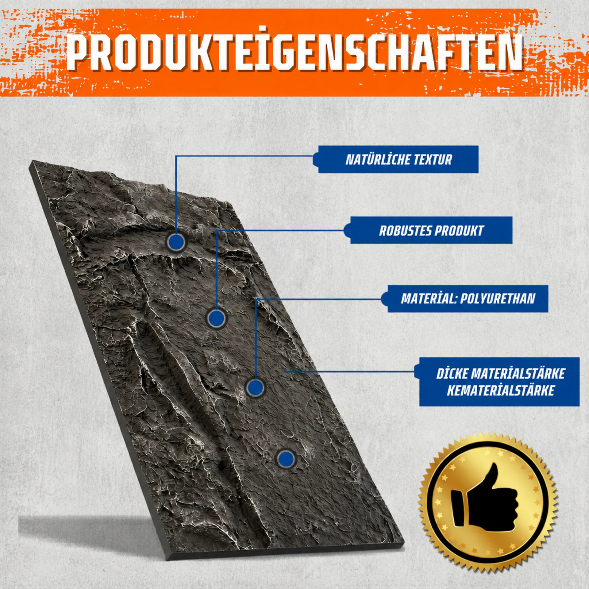 Wandpaneel Felsoptik Nero