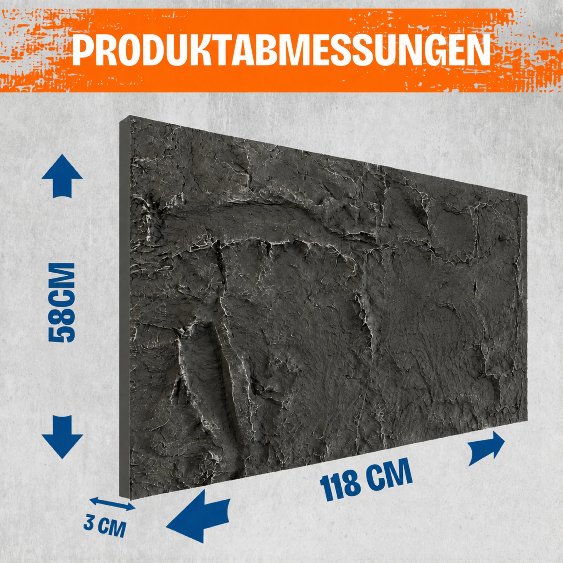 Wandpaneel Felsoptik Nero